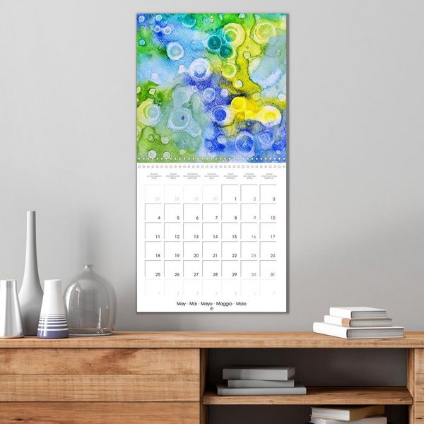 Produktbild: Emerald Waves - Watercolour experiments in green and blue (Wall Calendar 2026 12 &times; 12 Inch) CALVENDO 12 Month Wall Calendar