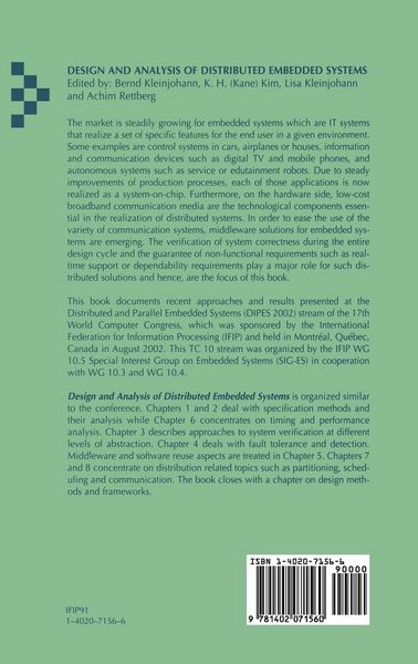 Produktbild: Design and Analysis of Distributed Embedded Systems