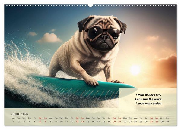 Produktbild: Great fun for pug lovers (Wall Calendar 2026 DIN A2 landscape), CALVENDO 12 Month Wall Calendar