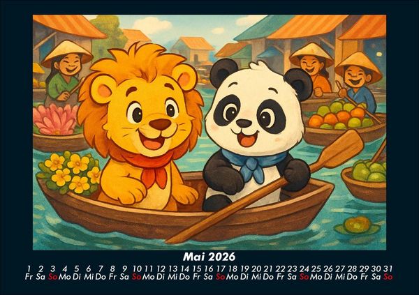 Produktbild: Buschi und Pippin - Abenteuer in Asien 2026 Fotokalender DIN A5