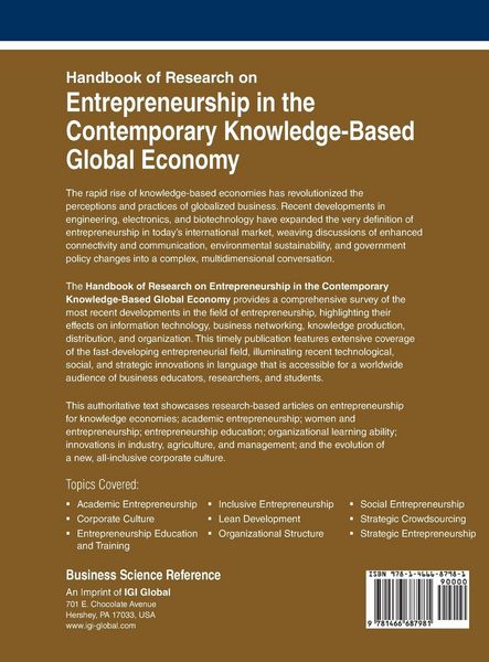 Produktbild: Handbook of Research on Entrepreneurship in the Contemporary Knowledge-Based Global Economy