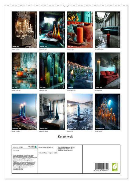 Produktbild: Kerzenwelt (hochwertiger Premium Wandkalender 2026 DIN A2 hoch), Kunstdruck in Hochglanz