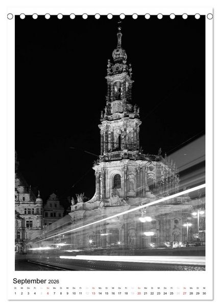 Produktbild: Dresden Traumstadt in Schwarz-Wei&szlig; (Tischkalender 2026 DIN A5 hoch), CALVENDO Monatskalender