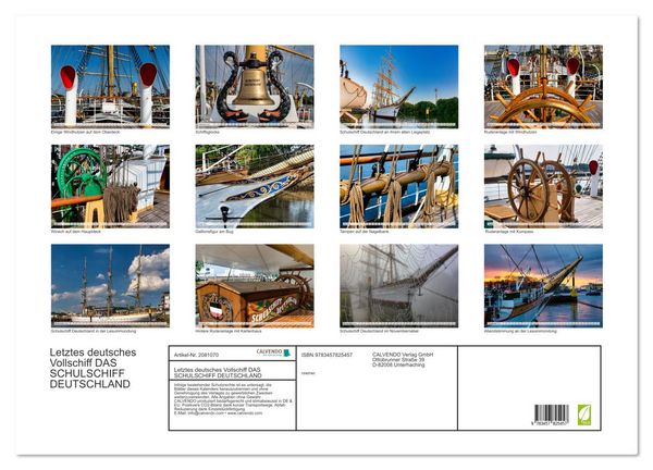 Produktbild: Letztes deutsches Vollschiff DAS SCHULSCHIFF DEUTSCHLAND (Wandkalender 2026 DIN A2 quer), CALVENDO Monatskalender