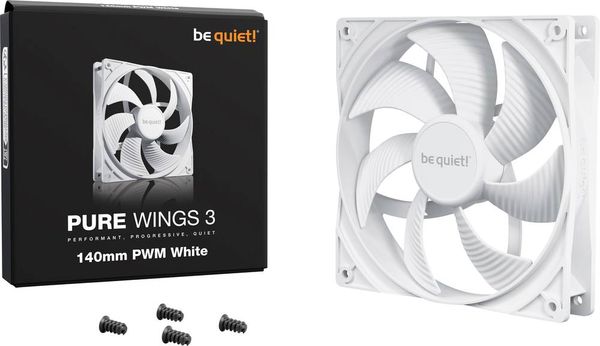 BeQuiet PURE WINGS 3 White 140mm PWM PC-Gehäuse-Lüfter Weiß (B x H x T) 140 x 25 x 140mm