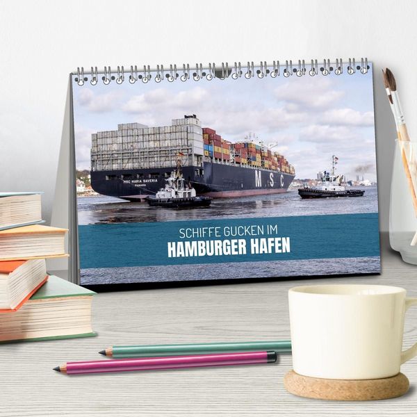 Produktbild: Schiffe gucken im Hamburger Hafen (Tischkalender 2027 DIN A5 quer), CALVENDO Monatskalender