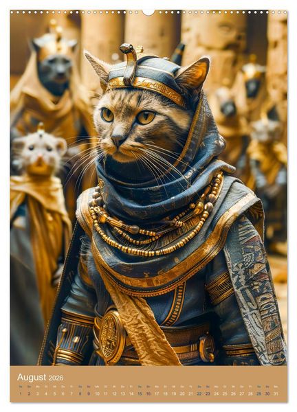 Produktbild: &Auml;gyptens Katzen - G&ouml;ttliche Eleganz im Stile der Pharaonen (hochwertiger Premium Wandkalender 2026 DIN A2 hoch), Kunstdruck in Hochglanz