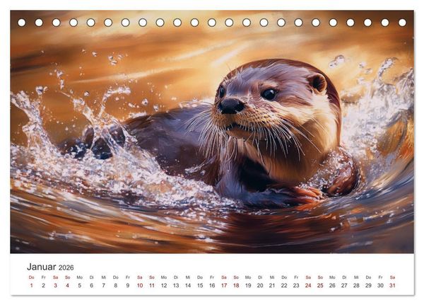Produktbild: W&auml;chter des Flusses - Ein Jahr mit Fischottern (Tischkalender 2026 DIN A5 quer), CALVENDO Monatskalender