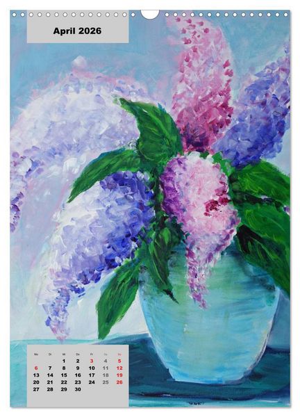 Produktbild: Blumen in Acryl (Wandkalender 2026 DIN A3 hoch), CALVENDO Monatskalender