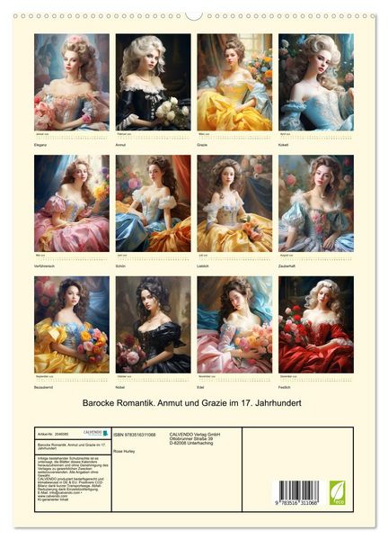 Produktbild: Barocke Romantik. Anmut und Grazie im 17. Jahrhundert (hochwertiger Premium Wandkalender 2026 DIN A2 hoch), Kunstdruck in Hochglanz