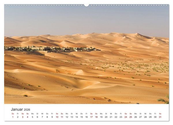 Produktbild: Die D&uuml;nen in der W&uuml;ste von Abu Dhabi (hochwertiger Premium Wandkalender 2026 DIN A2 quer), Kunstdruck in Hochglanz