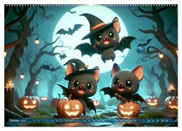 Produktbild: Fl&uuml;gel der Nacht: Abenteuer der kleinen Vampire (hochwertiger Premium Wandkalender 2026 DIN A2 quer), Kunstdruck in Hochglanz