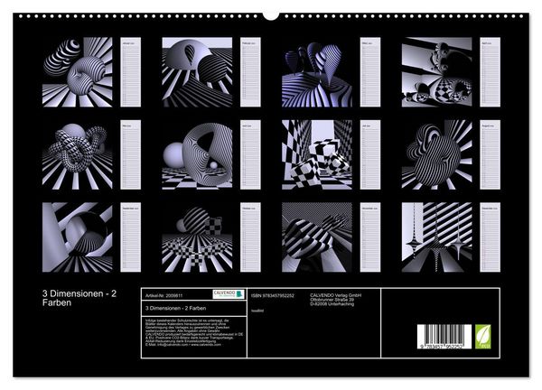 Produktbild: 3 Dimensionen - 2 Farben (hochwertiger Premium Wandkalender 2026 DIN A2 quer), Kunstdruck in Hochglanz