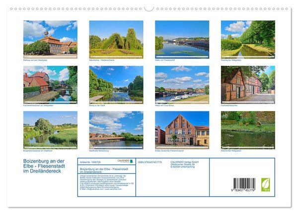 Produktbild: Boizenburg an der Elbe - Fliesenstadt im Dreil&auml;ndereck (hochwertiger Premium Wandkalender 2026 DIN A2 quer), Kunstdruck in Hochglanz