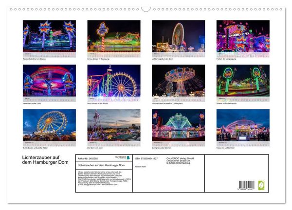 Produktbild: Lichterzauber auf dem Hamburger Dom (Wandkalender 2027 DIN A2 quer), CALVENDO Monatskalender