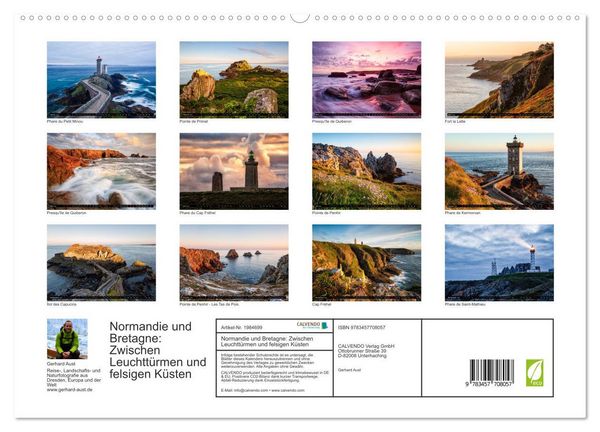 Produktbild: Normandie und Bretagne: Zwischen Leuchtt&uuml;rmen und felsigen K&uuml;sten (hochwertiger Premium Wandkalender 2026 DIN A2 quer), Kunstdruck in Hochglanz