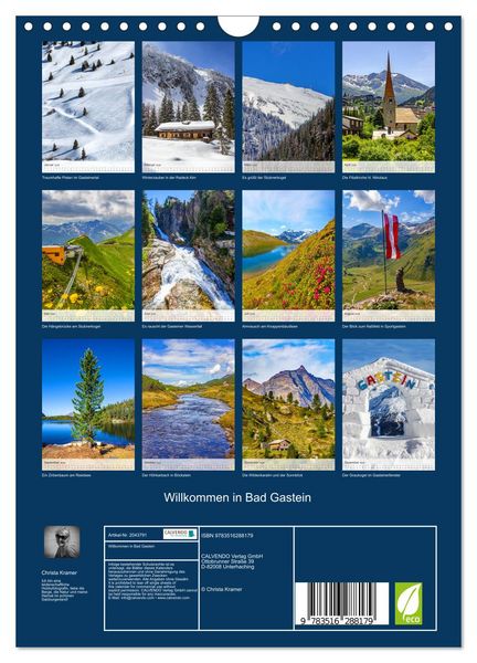 Produktbild: Willkommen in Bad Gastein (Wandkalender 2026 DIN A4 hoch), CALVENDO Monatskalender