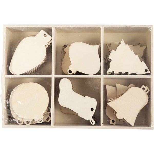 Produktbild: Creativ Company Weihnachtsschmuck, H 5,5-7 cm, B 4-5 cm, Lochgr&ouml;&szlig;e 4 mm, 90 Stk
