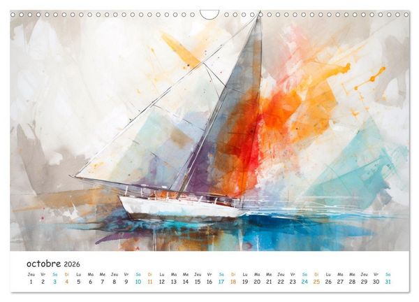 Produktbild: Voiles au gr&eacute; du temps (Calendrier mural 2026 DIN A3 vertical), CALVENDO calendrier mensuel