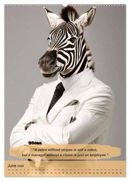 Produktbild: Funny manager wisdom from animals (High Quality Premium Wall Calendar 2026 DIN A2 portrait),CALVENDO 12 Month Wall Calendar