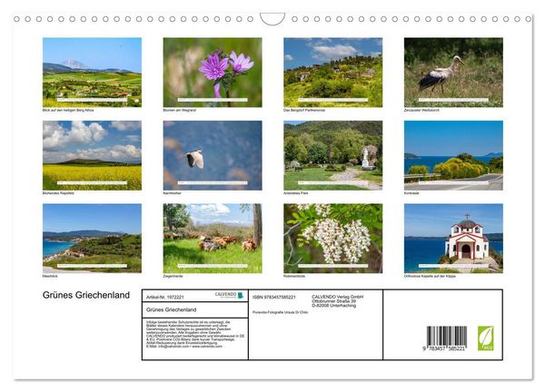Produktbild: Gr&uuml;nes Griechenland (Wandkalender 2026 DIN A3 quer), CALVENDO Monatskalender