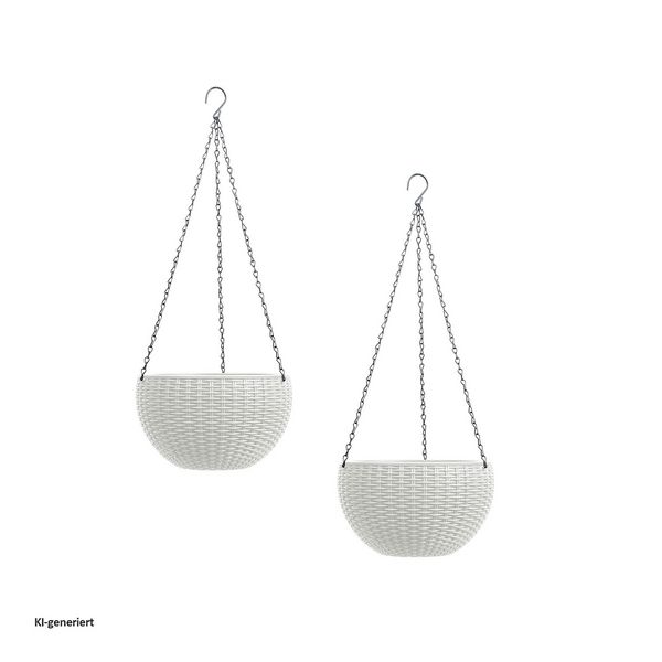 Produktbild: HTI-Living HTI-Living Blumenampel 2er Set Rattanoptik Wei&szlig;