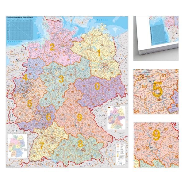 Produktbild: Deutschland Postleitzahlen Karte zum Pinnen auf EasyPrint - Platte