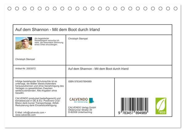 Produktbild: Auf dem Shannon - Mit dem Boot durch Irland (Tischkalender 2026 DIN A5 quer), CALVENDO Monatskalender