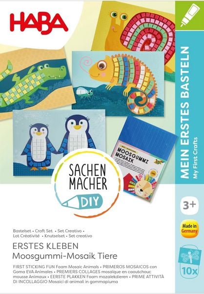 HABA 2013218 - SachenMacher DIY: Erstes Kleben Moosgummi-Mosaik Tiere, Erstes Basteln