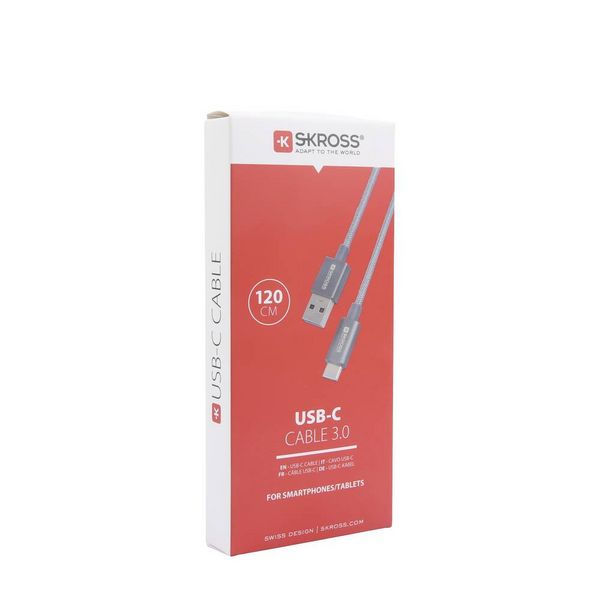 Produktbild: Skross USB-Kabel USB 3.2 Gen1 USB-A Stecker 1.20 m Spacegrau Rund, Flexibel, Stoff-Ummantelung SKCA0012A-C120CN