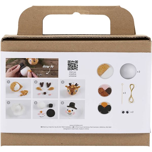 Produktbild: Creativ Company DIY Sets Modellieren Mini Kreativ Set Weihnachtskugeln, Rentier und Schneemann, Kreativ Box