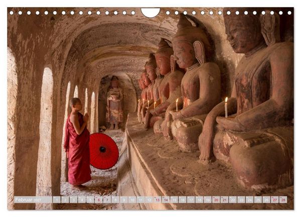 Produktbild: IM REICH DES BUDDHA - DER ROTE SCHIRM (Wandkalender 2027 DIN A4 quer), CALVENDO Monatskalender
