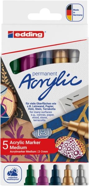Produktbild: Edding Acrylmarker Acrylic 5100 Mittel metallic 5er Set