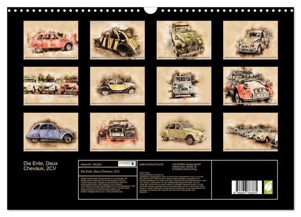 Produktbild: Die Ente, Deux Chevaux, 2CV (Wandkalender 2026 DIN A3 quer), CALVENDO Monatskalender