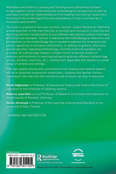Produktbild: Motivation and Emotion in Learning and Teaching across Educational Contexts