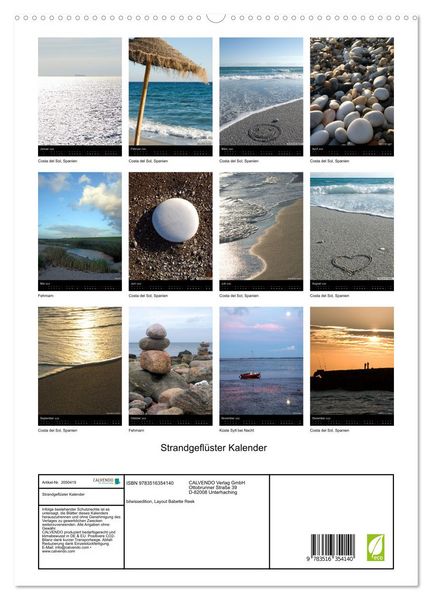 Produktbild: Strandgefl&uuml;ster Kalender (hochwertiger Premium Wandkalender 2026 DIN A2 hoch), Kunstdruck in Hochglanz