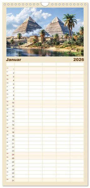 Produktbild: Familienplaner 2026 - Im Schatten der Pyramidern mit 5 Spalten (Wandkalender, 21 x 45 cm) CALVENDO
