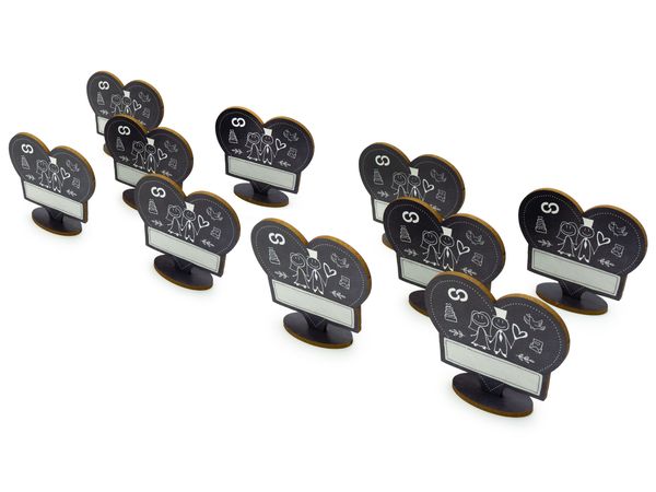 Produktbild: familiawedding 10 Tischkarten zur Hochzeit black doodle Herz-Design