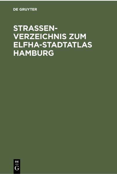 Produktbild: Stra&szlig;enverzeichnis zum Elfha-Stadtatlas Hamburg