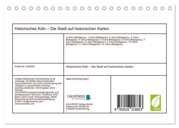 Produktbild: Historisches K&ouml;ln &ndash; Die Stadt auf historischen Karten (Tischkalender 2026 DIN A5 quer), CALVENDO Monatskalender