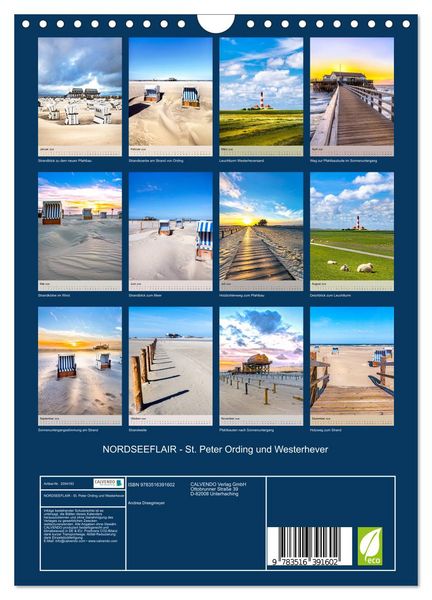Produktbild: NORDSEEFLAIR - St. Peter Ording und Westerhever (Wandkalender 2026 DIN A4 hoch), CALVENDO Monatskalender