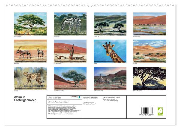 Produktbild: Afrika in Pastellgem&auml;lden (hochwertiger Premium Wandkalender 2026 DIN A2 quer), Kunstdruck in Hochglanz