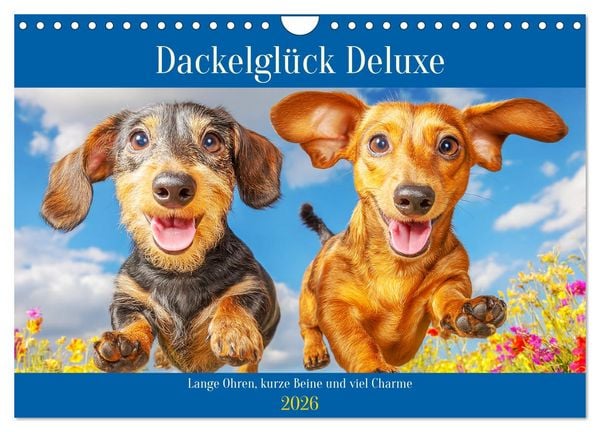 Produktbild: Dackelgl&uuml;ck Deluxe. Lange Ohren, kurze Beine und viel Charme (Wandkalender 2026 DIN A4 quer), CALVENDO Monatskalender