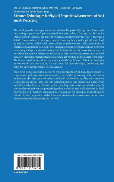 Produktbild: Advanced Technologies for Physical Properties Measurement of Food and its Processing