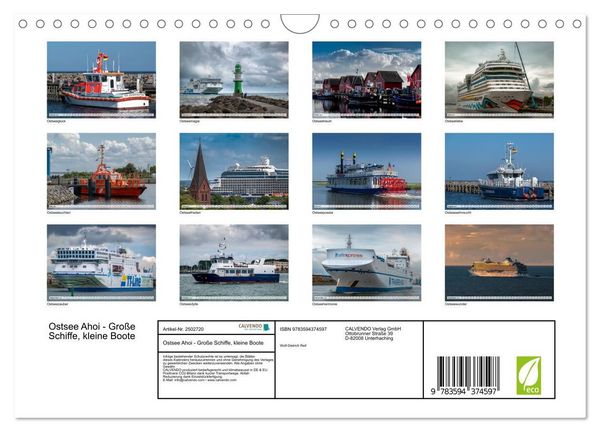 Produktbild: Ostsee Ahoi - Gro&szlig;e Schiffe, kleine Boote (Wandkalender 2027 DIN A4 quer), CALVENDO Monatskalender