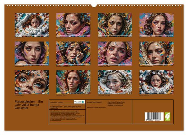 Produktbild: Farbexplosion - Ein Jahr voller bunter Gesichter (hochwertiger Premium Wandkalender 2026 DIN A2 quer), Kunstdruck in Hochglanz