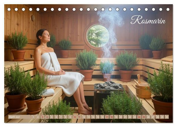 Produktbild: Sauna - Hitze, Duft, Genuss (Tischkalender 2027 DIN A5 quer), CALVENDO Monatskalender