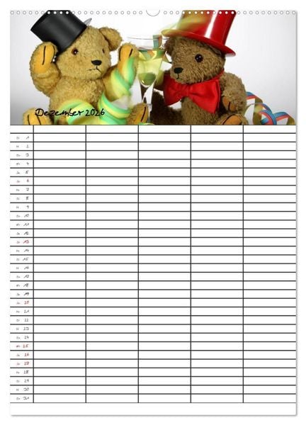 Produktbild: Der Teddyb&auml;ren-Familienplaner (Wandkalender 2026 DIN A2 hoch), CALVENDO Monatskalender