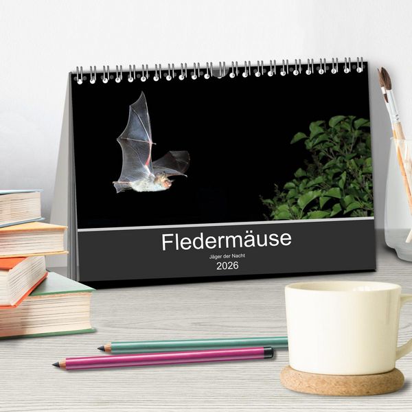 Produktbild: Flederm&auml;use - J&auml;ger der Nacht (Tischkalender 2026 DIN A5 quer), CALVENDO Monatskalender