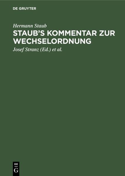 Produktbild: Staub&rsquo;s Kommentar zur Wechselordnung